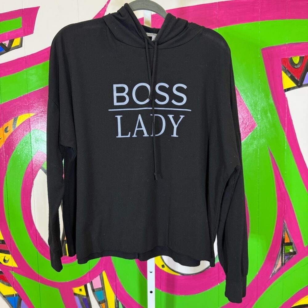 Charlotte Russe, Boss Lady Black Hoodie Crop Top. Size 1X. Dance2Fit